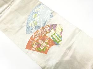 引箔　地紙に御所車・秋草・松原模様織り出し　名古屋帯